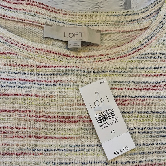 NWT - LOFT puff sleeve boucle rainbow sprinkle top. Sz M - Picture 4 of 5